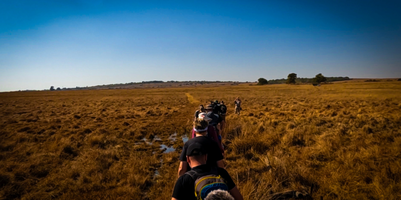 Muddy terrain hikers navigated at the Rietvlei Nature Reserve