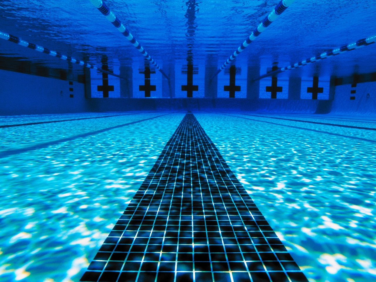 Under water photo of a swimming pool used for competitions