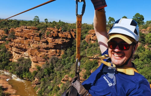 At Adventure Zone Zip-lining over the Muningi Gorge just outside Cullinan