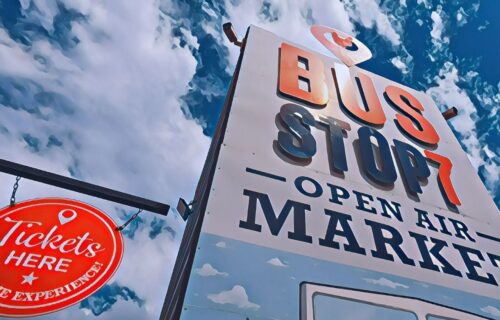 Busstop 7 signage at the entrance.