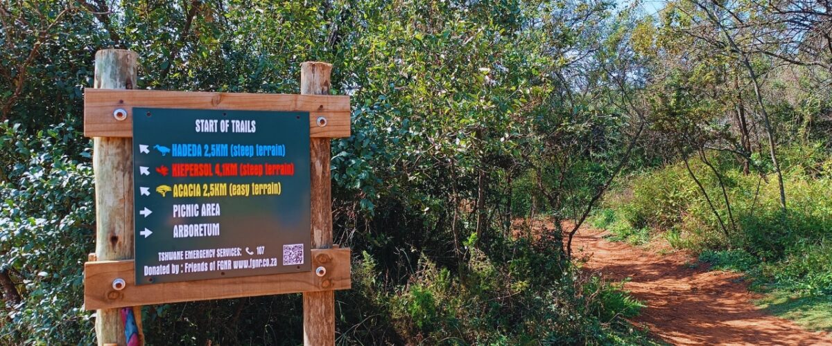 Faerie Glen Nature Reserve Trail start A sign with the different trails