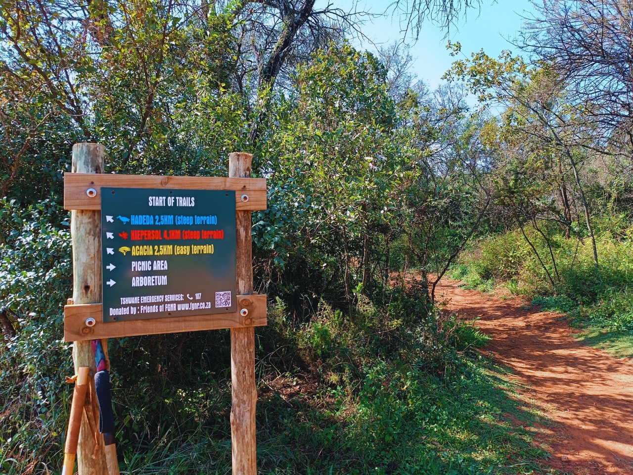 Faerie Glen Nature Reserve Trail start A sign with the different trails