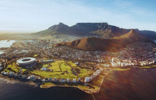 Looking towards Cape Town Table Mountain visiting South Africa