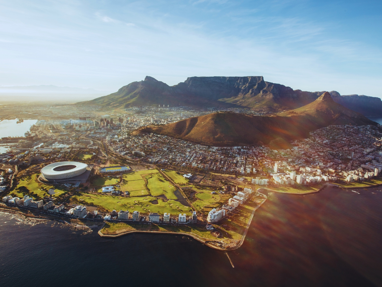 Looking towards Cape Town Table Mountain visiting South Africa