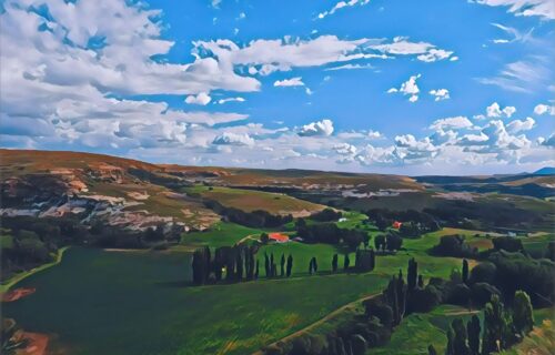 Looking towards St. Fort Farm from Mushroom Rock Hiking Trail High Point of View