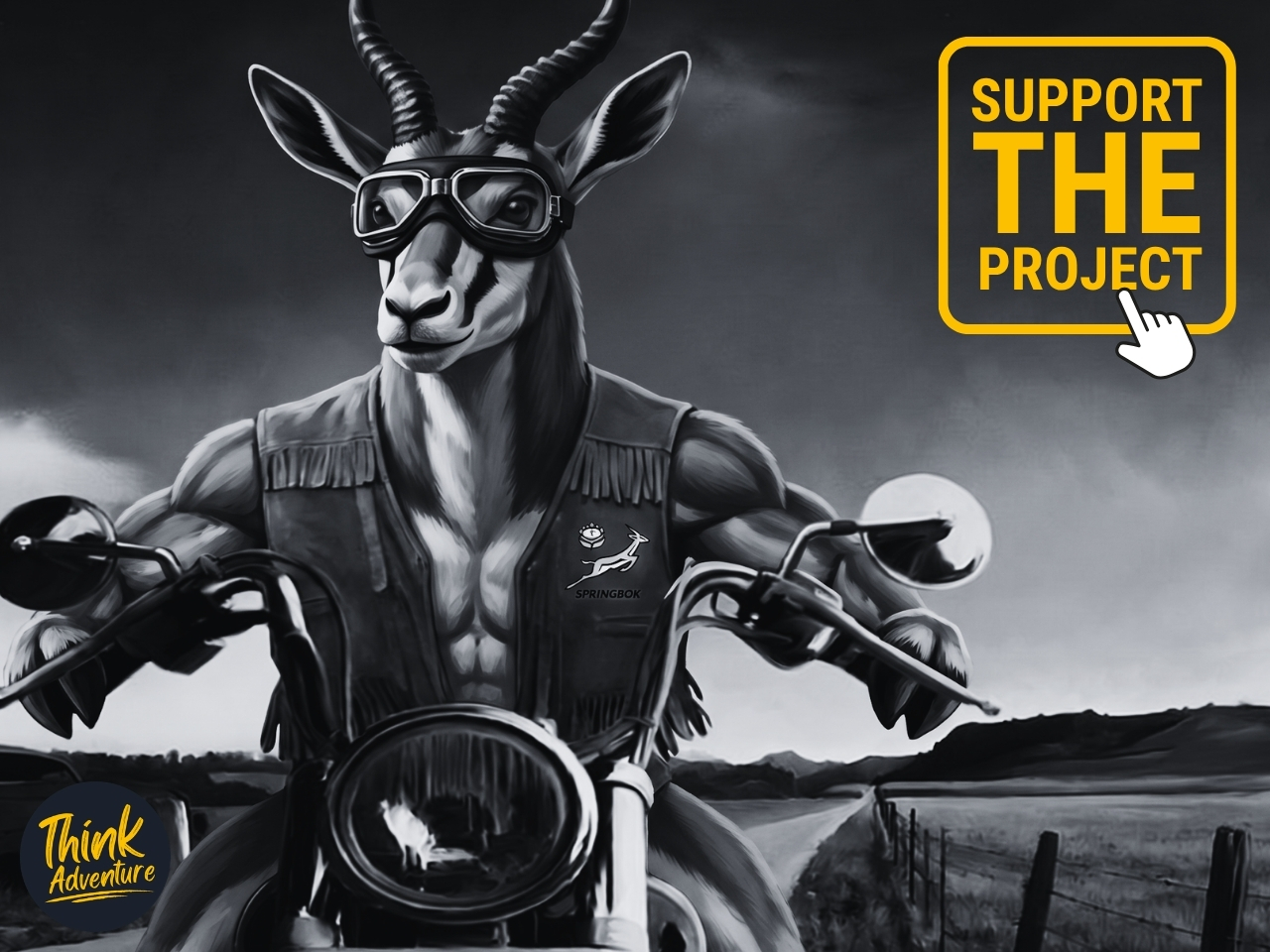 Springbok on a Harley representing the Springboks Rugby Team