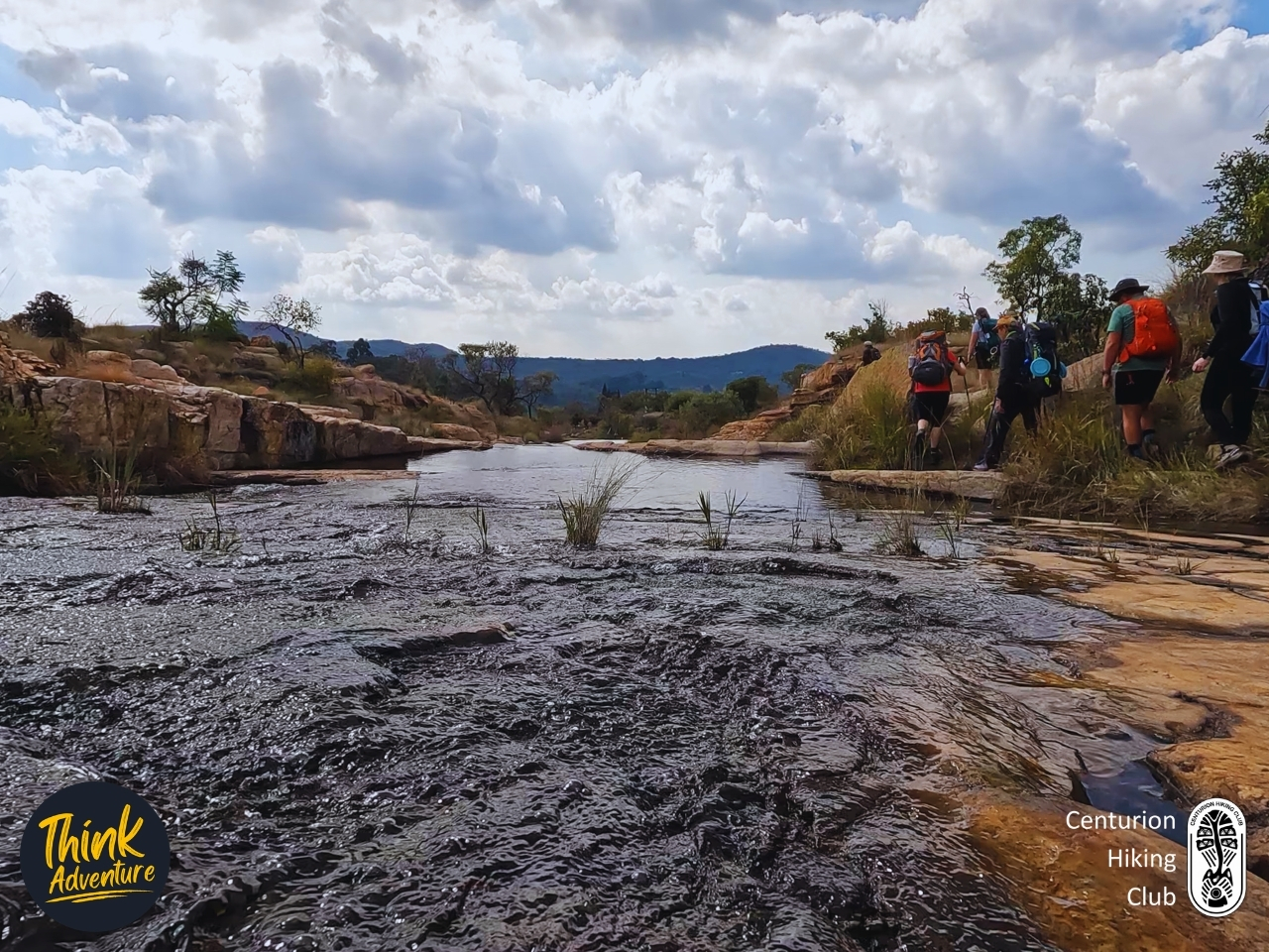 Rock pools close to the glamping tents at Milorho Hiking Trails