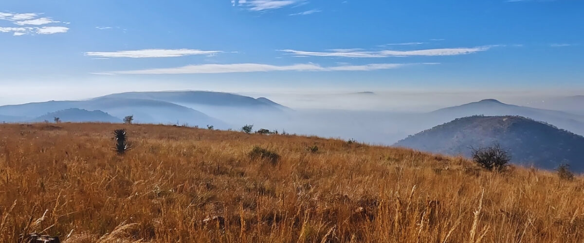 Looking towards the mist in the valley on the Hoogland Hiking Tails