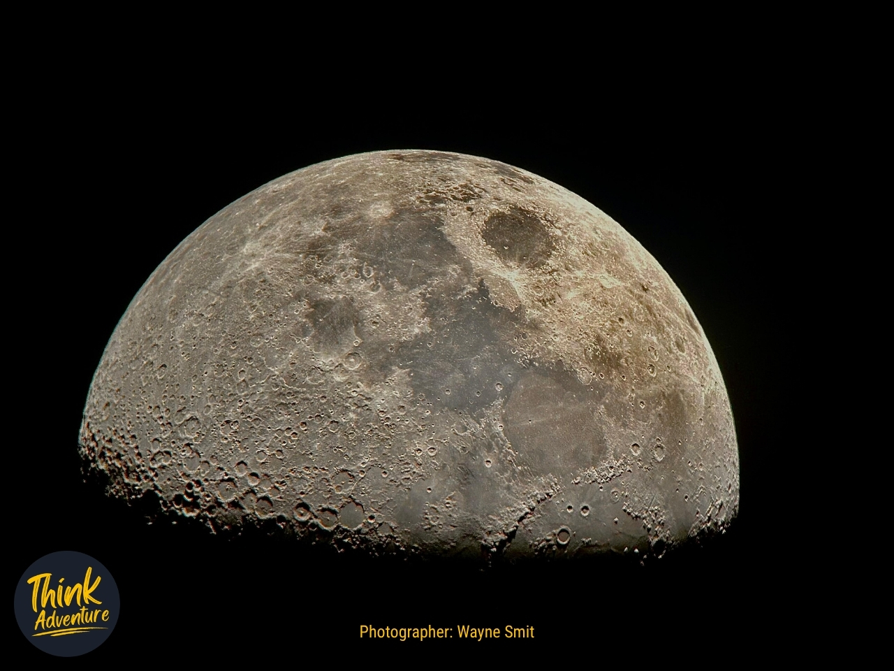 A photo of the moon taken at the Star Gazing event at Kloofendal Nature Reserve