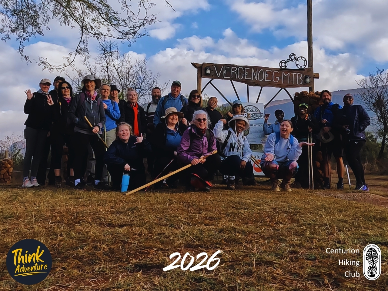 A group of hikers at Vergenoeg Hiking Trails, Hartbeespoort