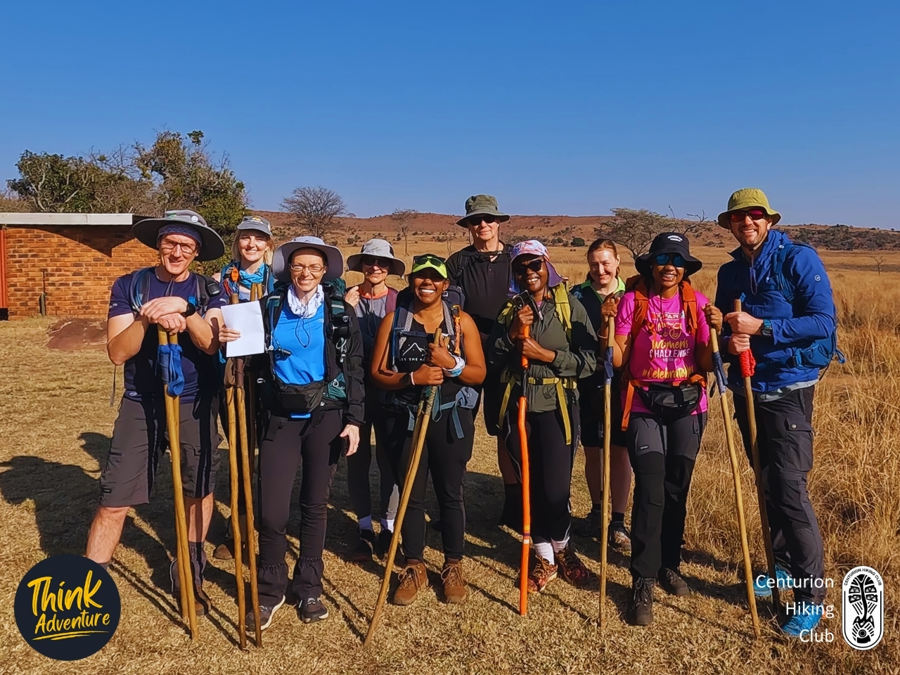A Group of Hikers at the Start of the Leopard Trail at the Bataleur Nature Reserve
