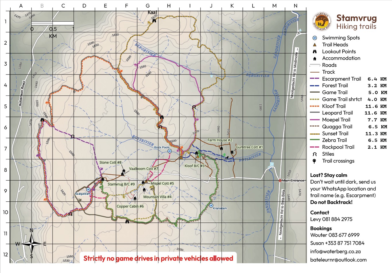Bateleur Nature Reserve Stamvrug Hiking Trails Map