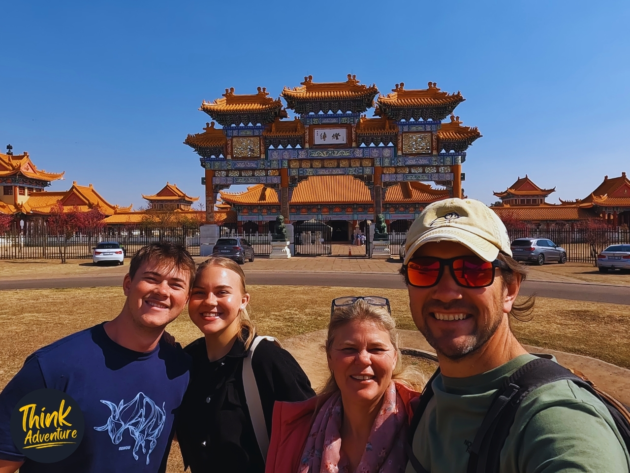 Tourists in front of the main temple complex at the Nan Hua Temple Bronkhorstspruit