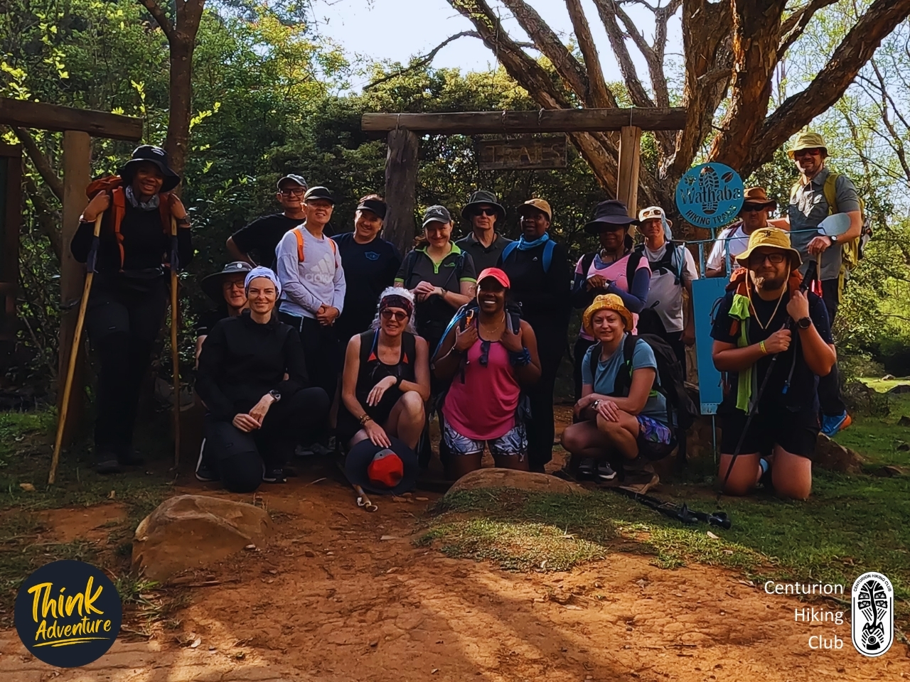 Centurion Hiking Club group at the start of the Lynx Loop on Day 1 at Wathaba Hiking Trails, Mpumalanga